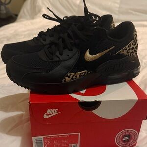 Nike Air Max Black and Gold with Leopard Print